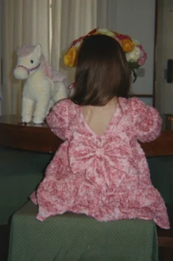ALLY LONG SLEEVE FLOWER DRESS - veiled rose