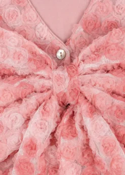 ALLY LONG SLEEVE FLOWER DRESS - veiled rose