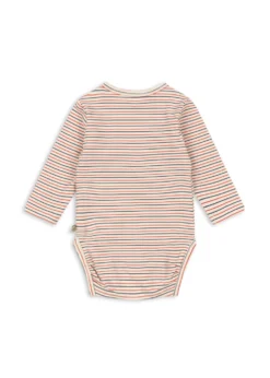 Basic Langærmet Body Til Nyfødt - stripe tricolore petit