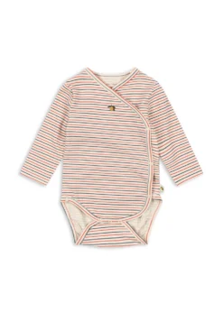 Basic Langærmet Body Til Nyfødt - stripe tricolore petit