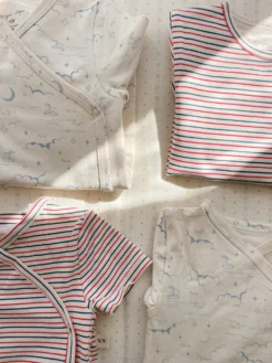 Basic Langærmet Body Til Nyfødt - stripe tricolore petit