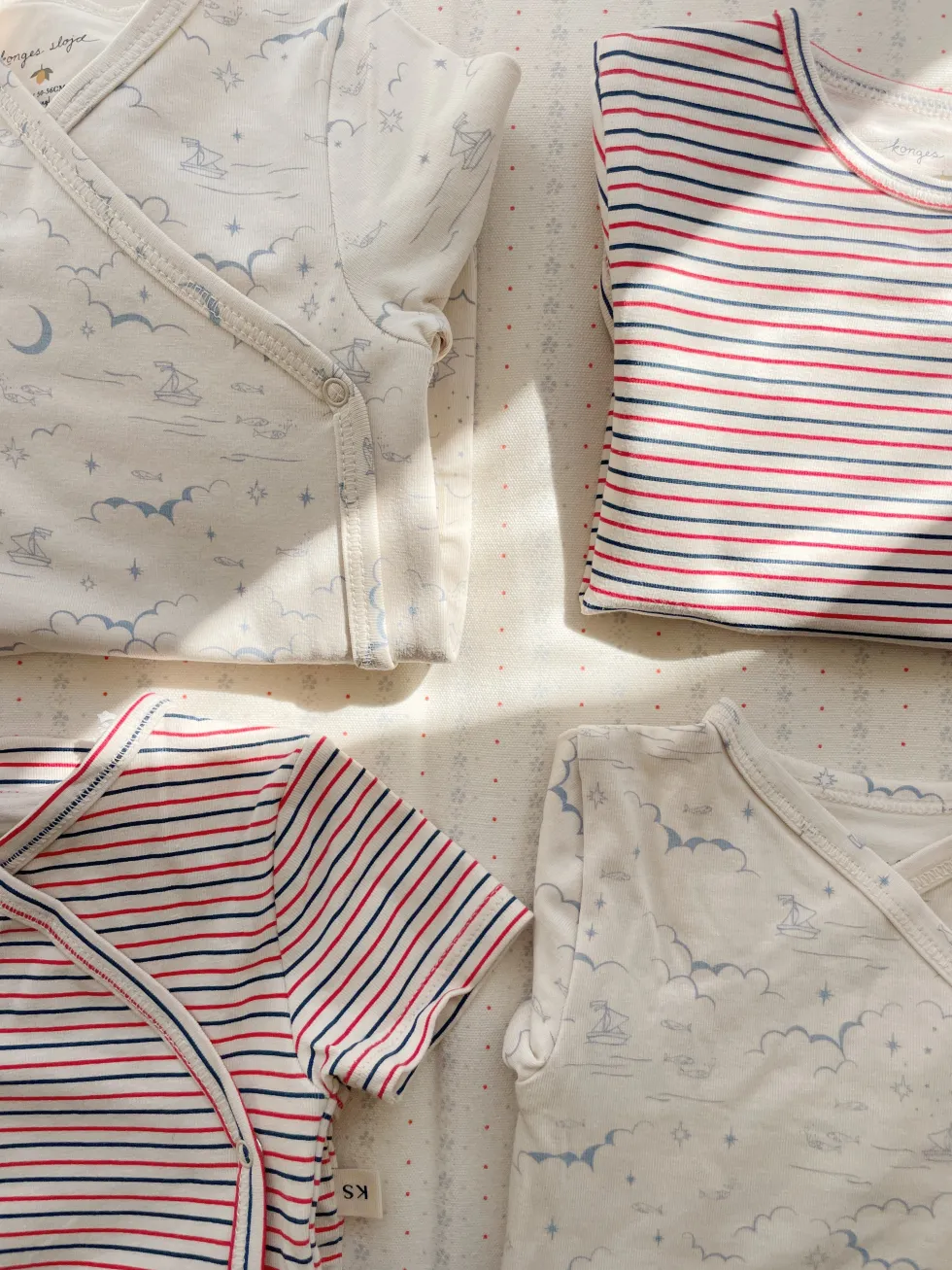 Basic Langærmet Body Til Nyfødt - stripe tricolore petit
