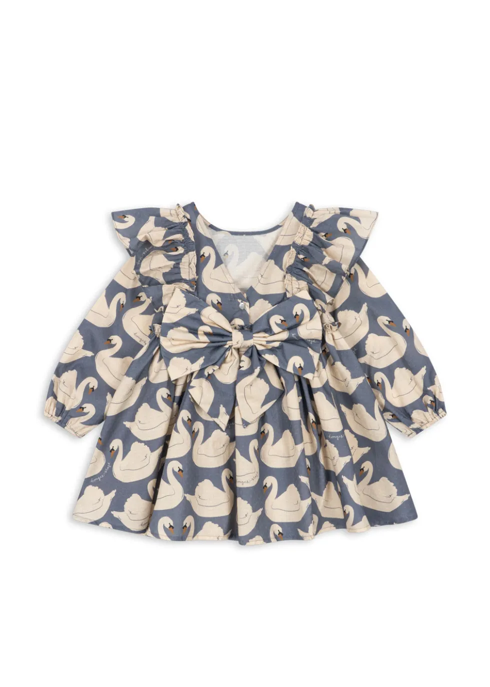 EVIA LONG SLEEVE BOW DRESS - swan