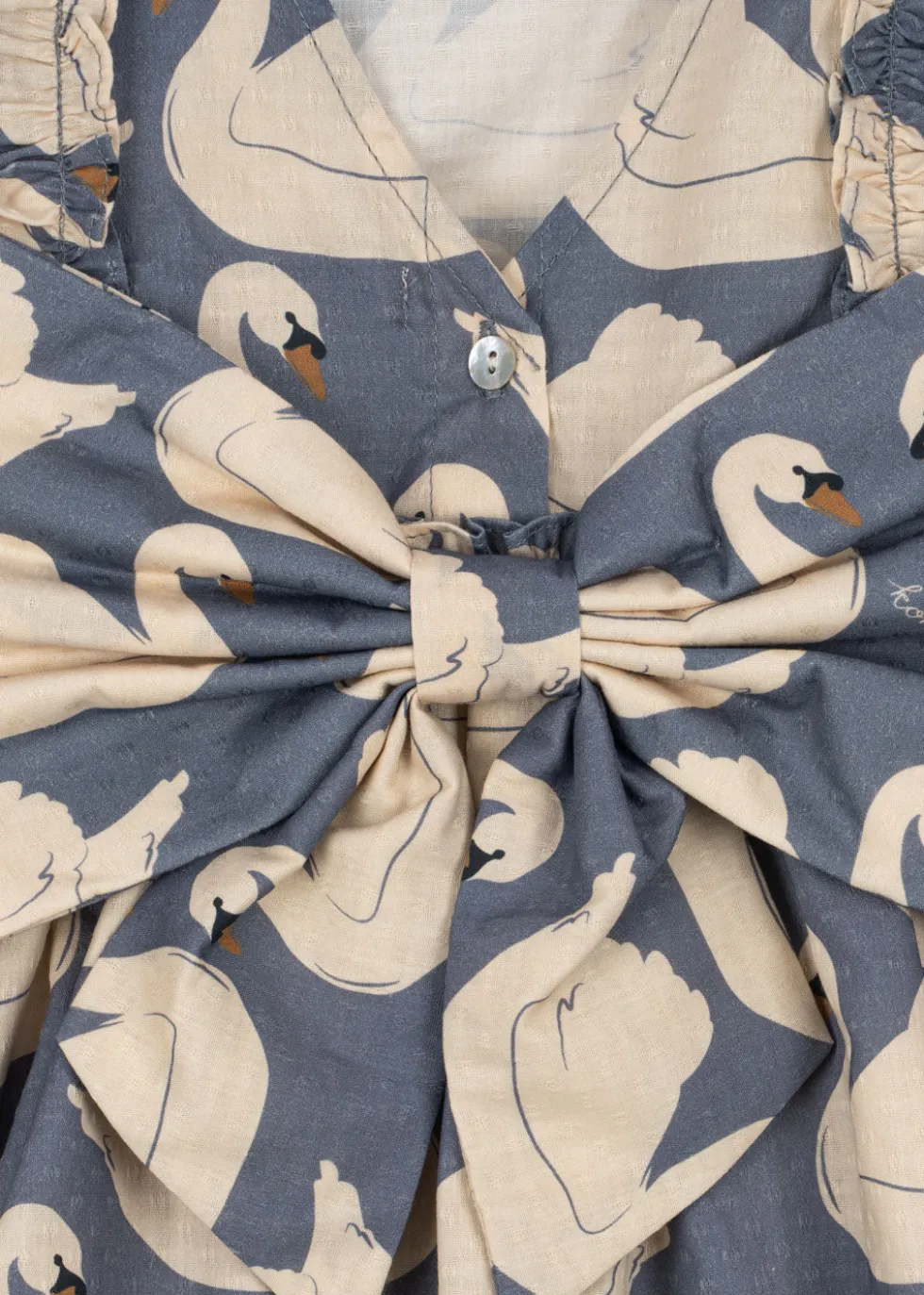 EVIA LONG SLEEVE BOW DRESS - swan