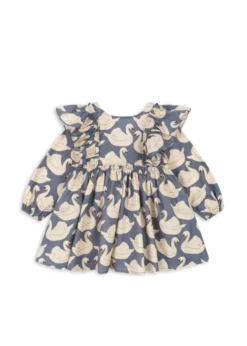 EVIA LONG SLEEVE BOW DRESS - swan
