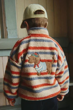 Jody Teddyjakke - tangerine stripe