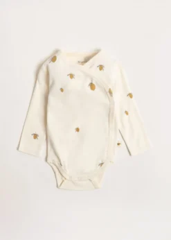 langærmet body til nyfødt - lemon