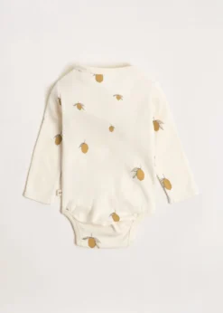 langærmet body til nyfødt - lemon
