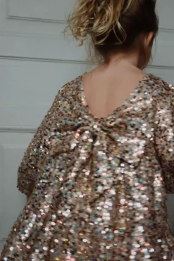Lila kjole - gold glitter