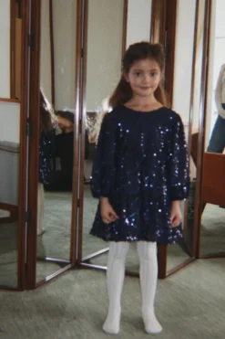 LILA SEQUINS BOW DRESS - total eclipse