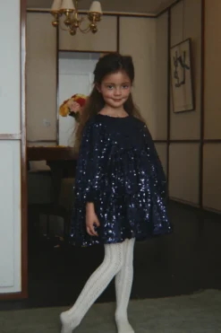 LILA SEQUINS BOW DRESS - total eclipse