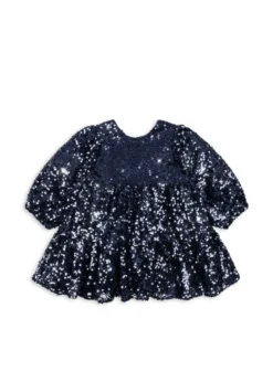LILA SEQUINS BOW DRESS - total eclipse