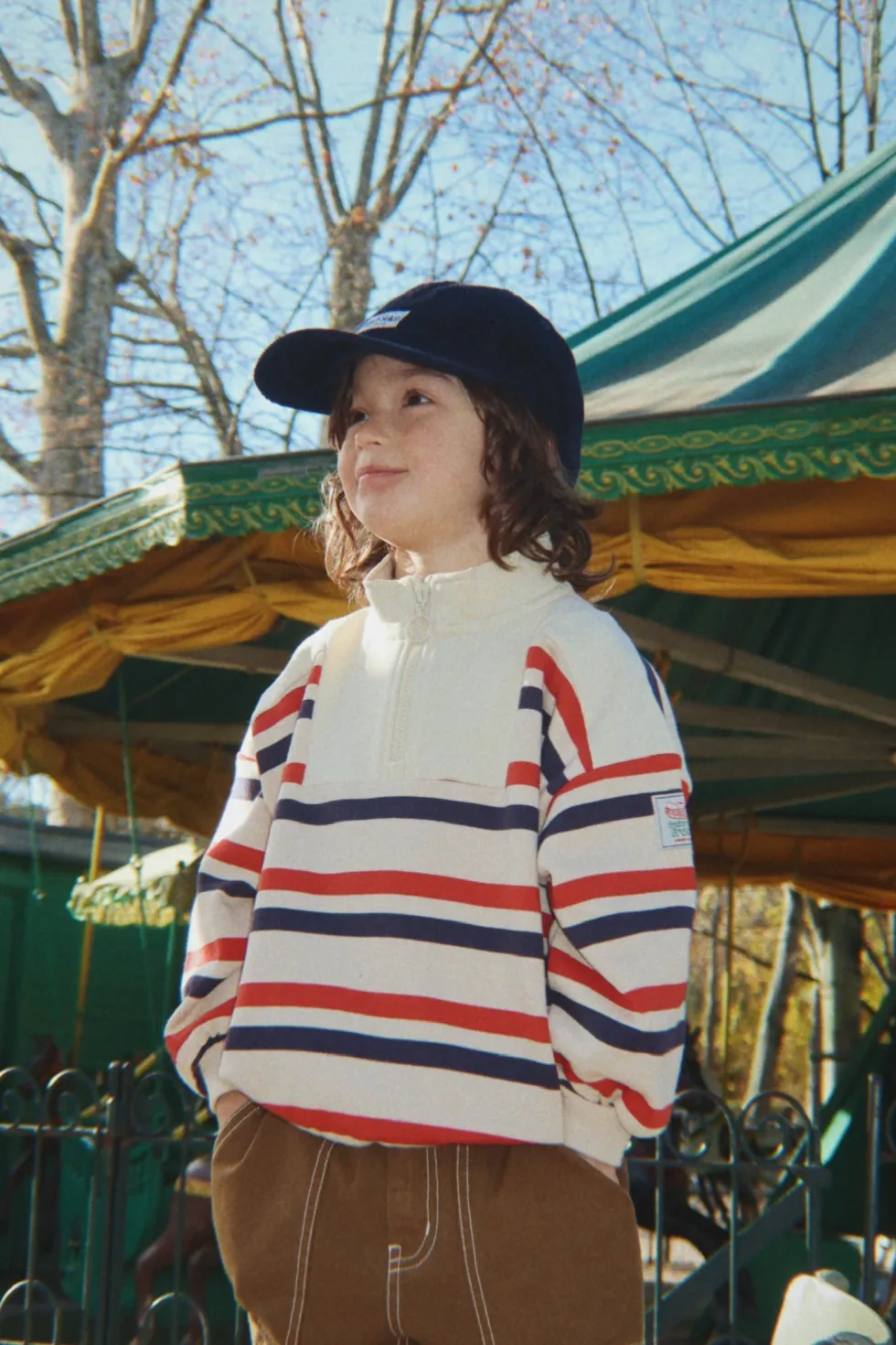 Lou Half Zip Sweatshirt - tangerine stripe