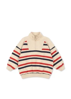 Lou Half Zip Sweatshirt - tangerine stripe