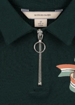 LOUPY ZIP POLO - pine grove