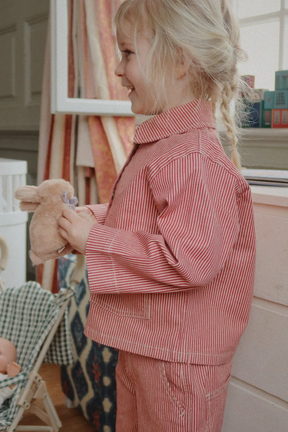 LUC Bukser - milk rouge stripe
