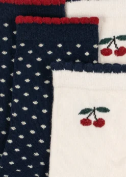 2 PACK CHERRY DOT SOCKS - cherry mix