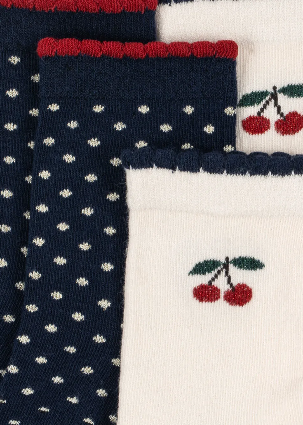 2 PACK CHERRY DOT SOCKS - cherry mix