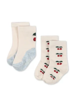 2 PACK JACQUARD CHERRY STRØMPER - cherry mix