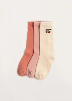 3 PACK JACQUARD SOCKS - cherry mix