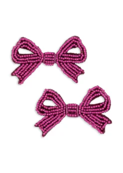 2 PACK PEARLY BOW HAIR CLIPS - sangria