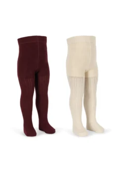 2 PACK POINTELLE TIGHTS - bordeaux/off white