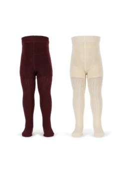 2 PACK POINTELLE TIGHTS - bordeaux/off white