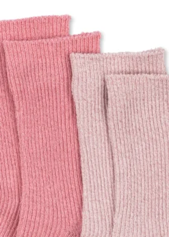 2 PACK RIB GLITTER SOCKS - rose mix