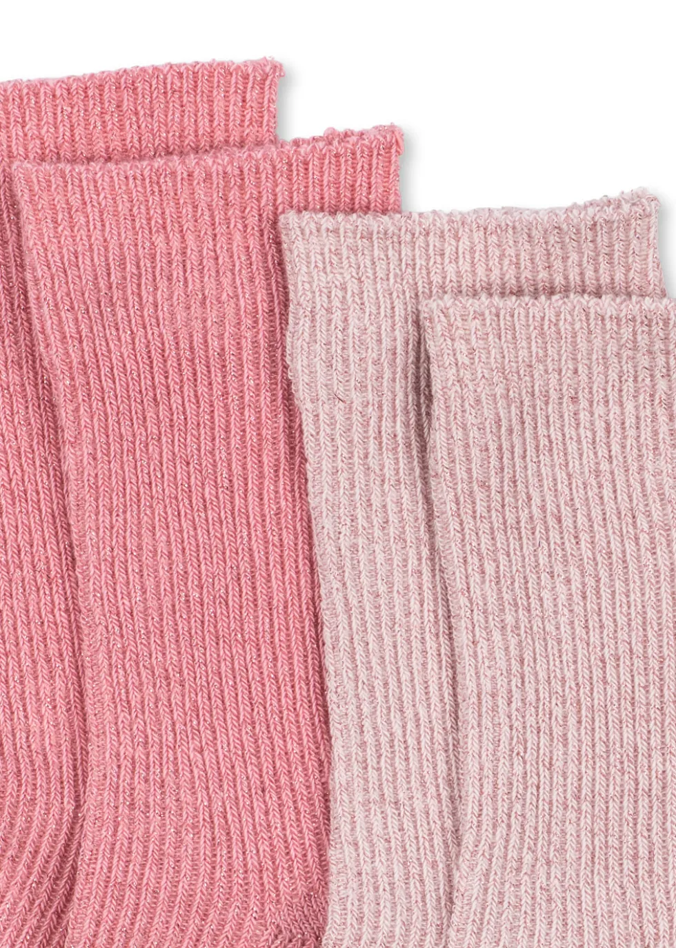 2 PACK RIB GLITTER SOCKS - rose mix