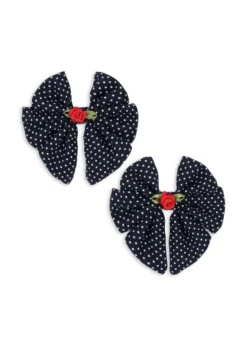 2 PACK ROSE ROUGE BOW HAIR CLIP - dot nuit