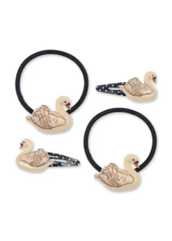 4 PACK SWAN HAIR CLIP AND ELASTIC - swan
