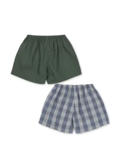 2 PACK VERNE SHORTS - flint check/cilantro