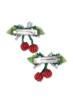 2 Pak Cherry Perlesløjfe Hårspænder - cherry