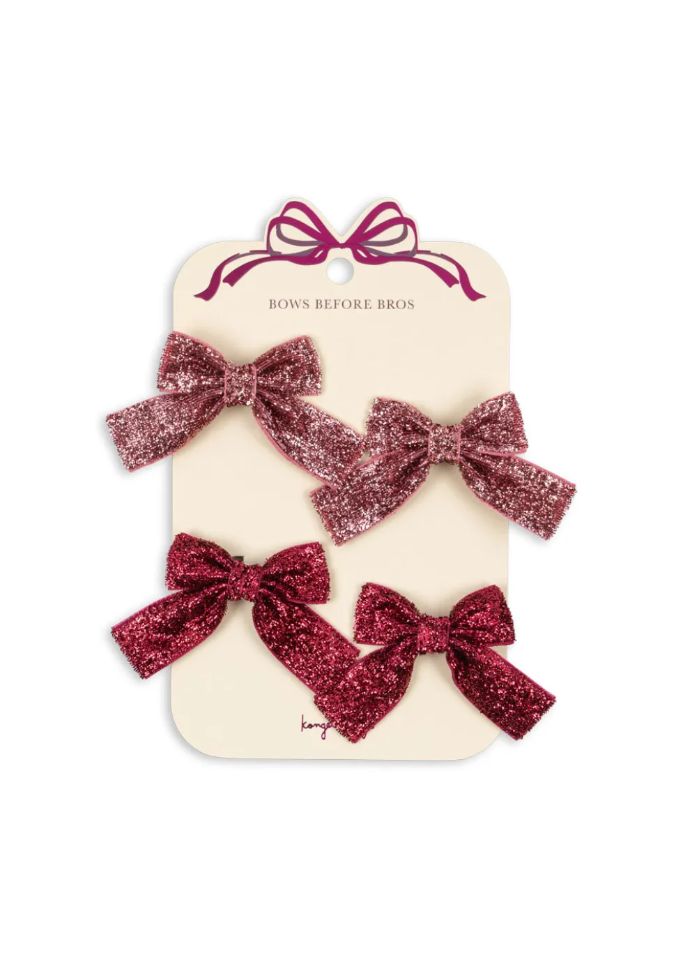 4 Pak Glitter Sløjfe Hårspænder - pink mix