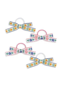 4 pak mini bow elastikker - white/rose