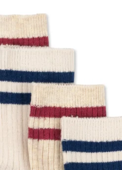 2 pak rib strømper - off white/multi strip