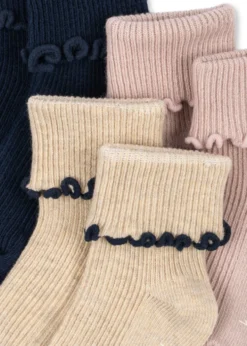 3 Pak Sokker med Flæser - navy/cream/blush