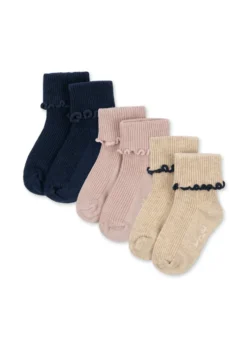 3 Pak Sokker med Flæser - navy/cream/blush