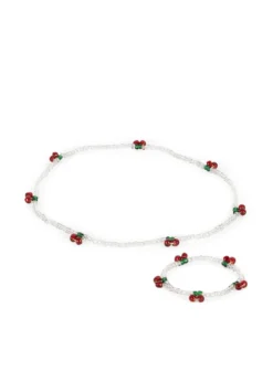 Pearly cherry smykker - red/glitter