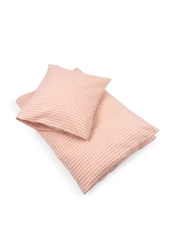 SEER ADULT BEDDING SET 140X200 - powder pink check