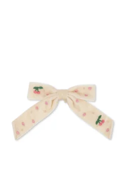 velvet bow pearly hårklips - pearled ivory
