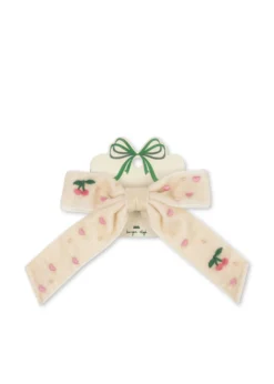velvet bow pearly hårklips - pearled ivory